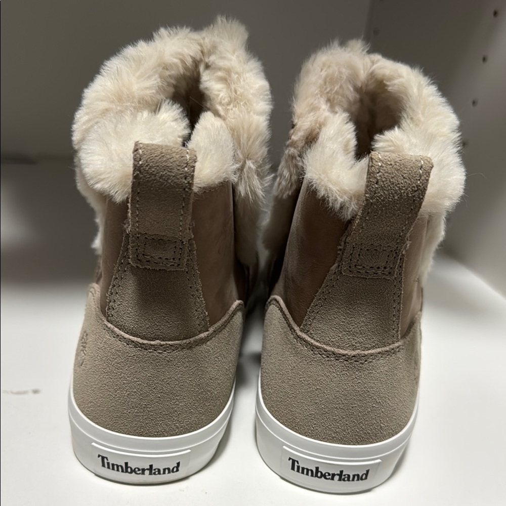 Timberland Beige Fur-Lined Boots. Like new. Never worn.